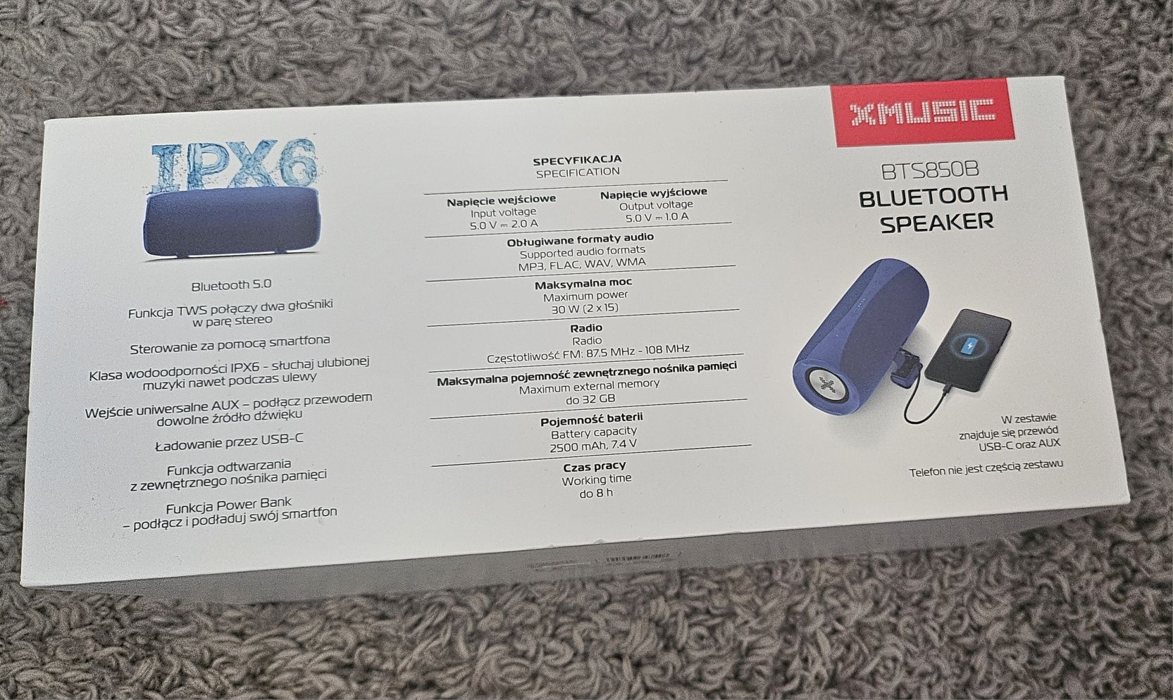 Głośnik XMUSIC bluetooth speaker BTS850B