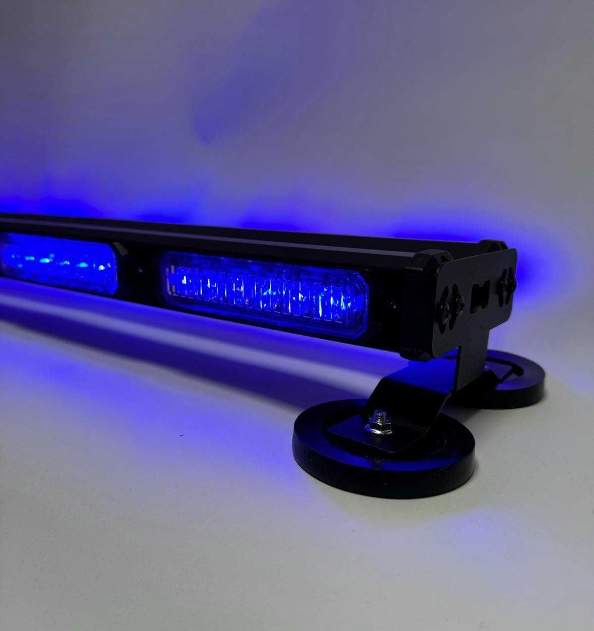 Lampa ostrzegawcza LED kogut belka 118 cm 12-24V niebieska N30
