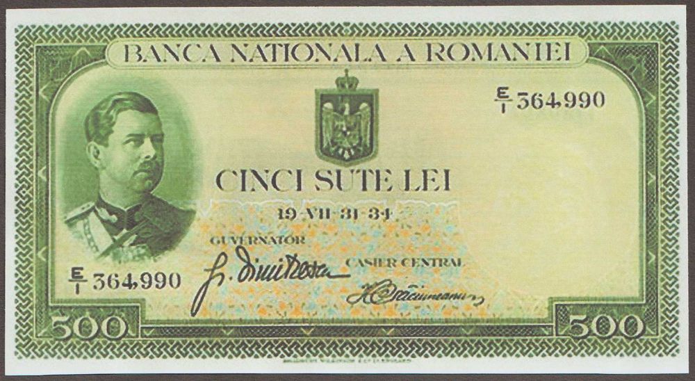 Rumunia 500 lei 1934 - król Karol II - zamek Peles