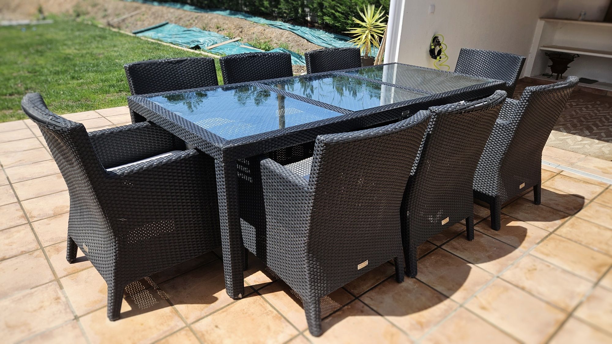 Conjunto de Jantar de Exterior 9 Peças (Mesa + Cadeiras, Indian Ocean)