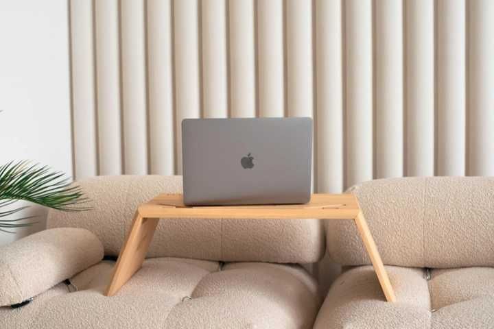 Столик для ноутбука деревʼяний з підставкою для телефону та планшету
