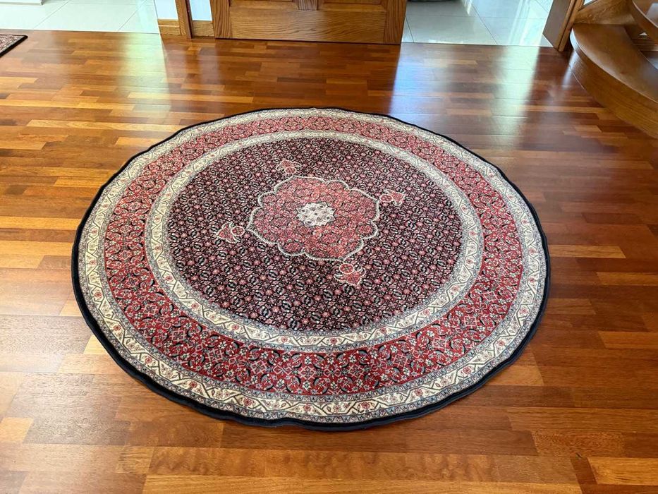 Okrągły Dywan Kaszmirowy + Jedwab Perski Tabriz 185x185 gal.18 tys