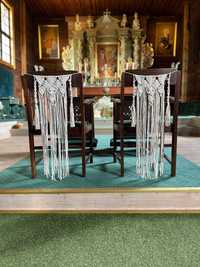 Makramy na krzesła 2 szt ślub boho ozdoby ślubne makrama