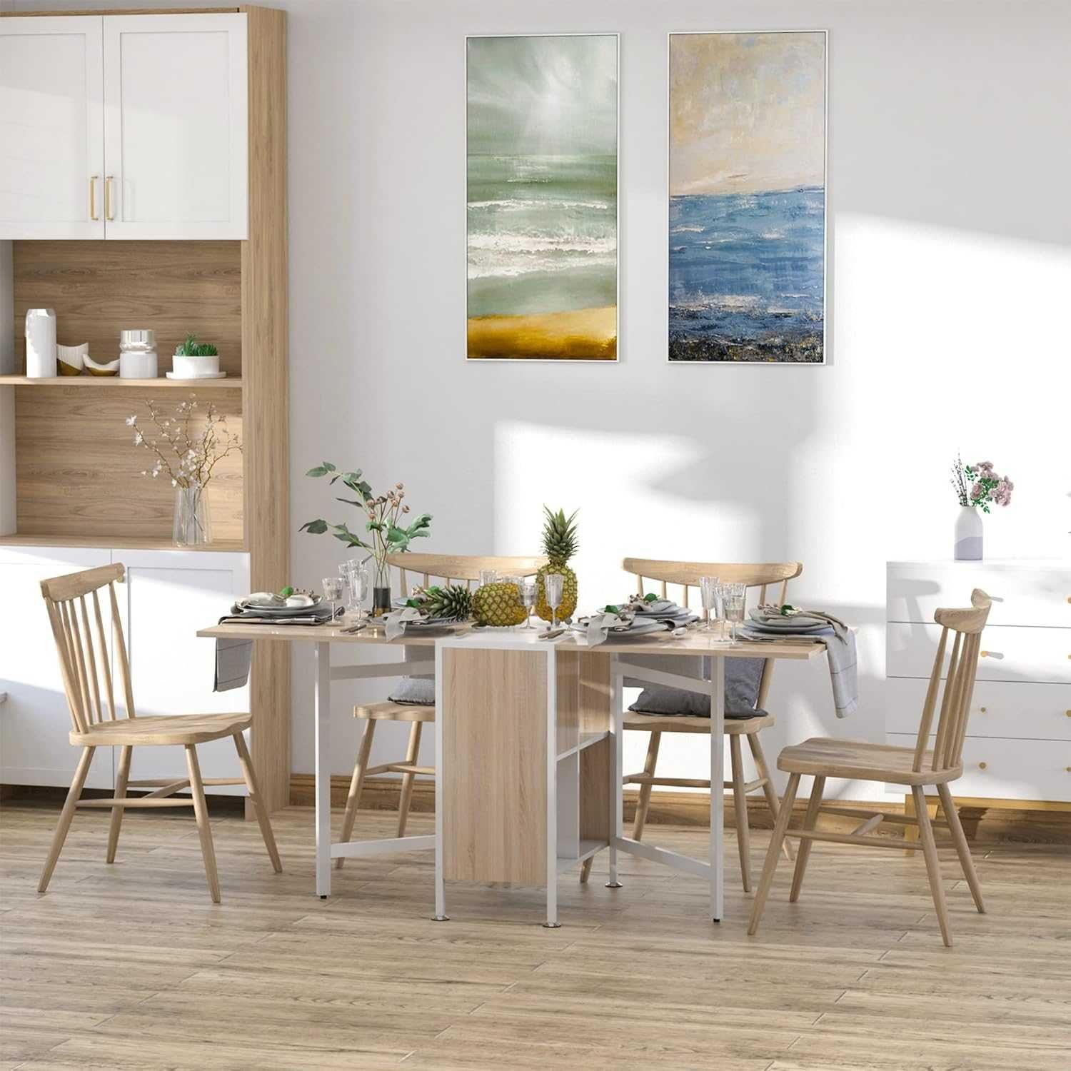Mesa de sala ou cozinha espaços pequenos dobrável extensível arrumação