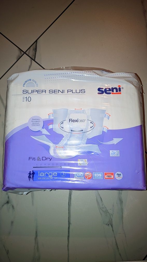 Seni Pieluchomajtki Super Seni Plus Fit&Dry 3 large 10 szt