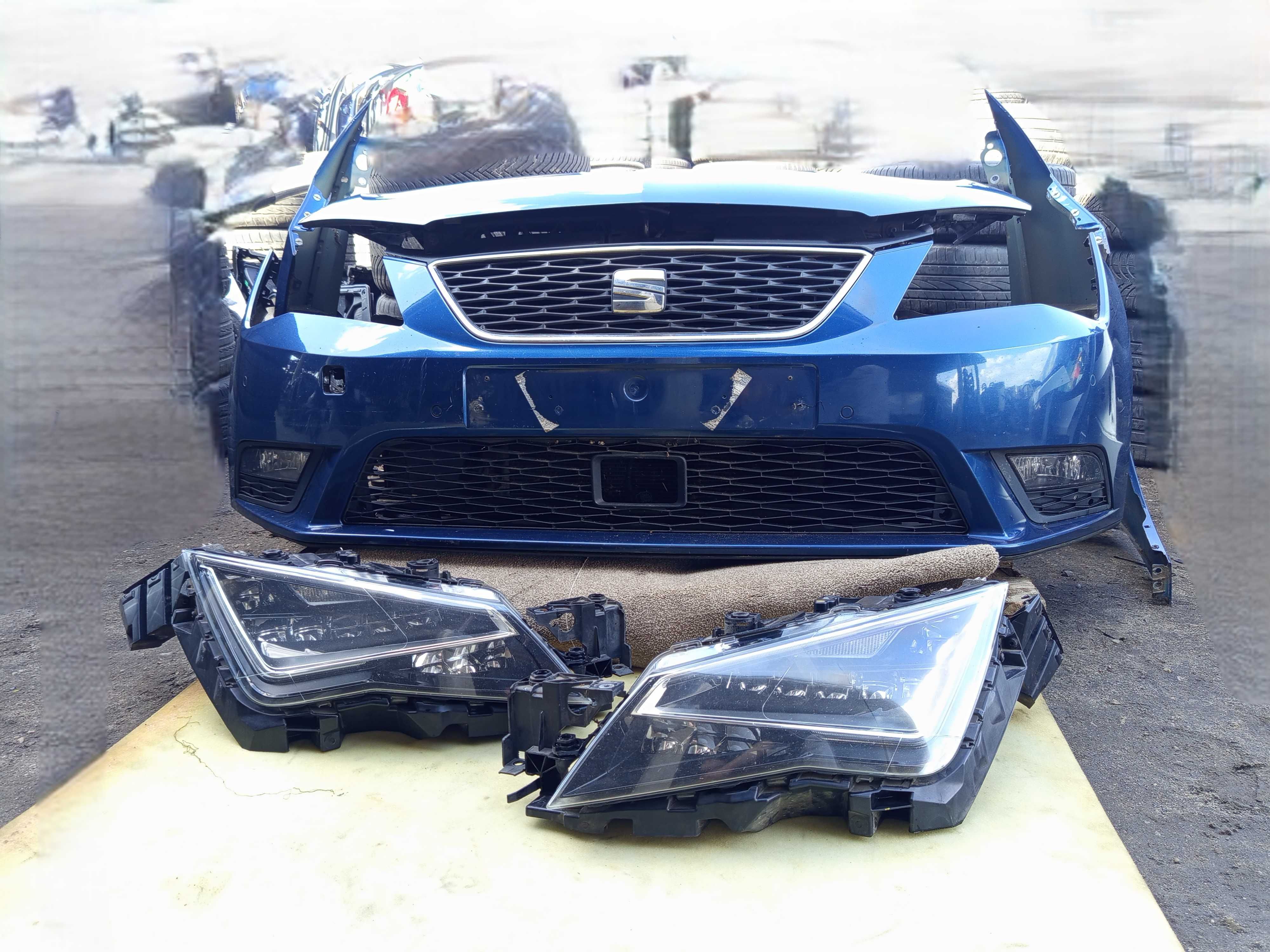 Kompletny Przód SEAT LEON III Pas Maska zderzak Błoniki lampy UK LED