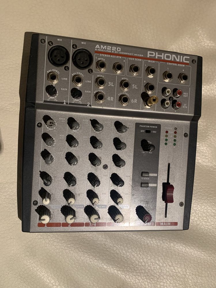 Mikser Phonic AM220 + Mikrofon Samson C15 + Kable