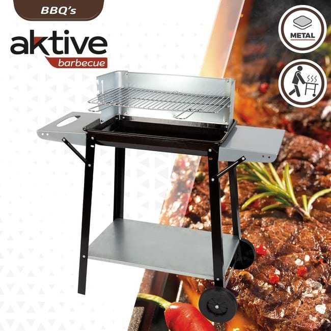 Churrasqueira a carvão portátil com grill 4 alturas Aktive _ NOVA