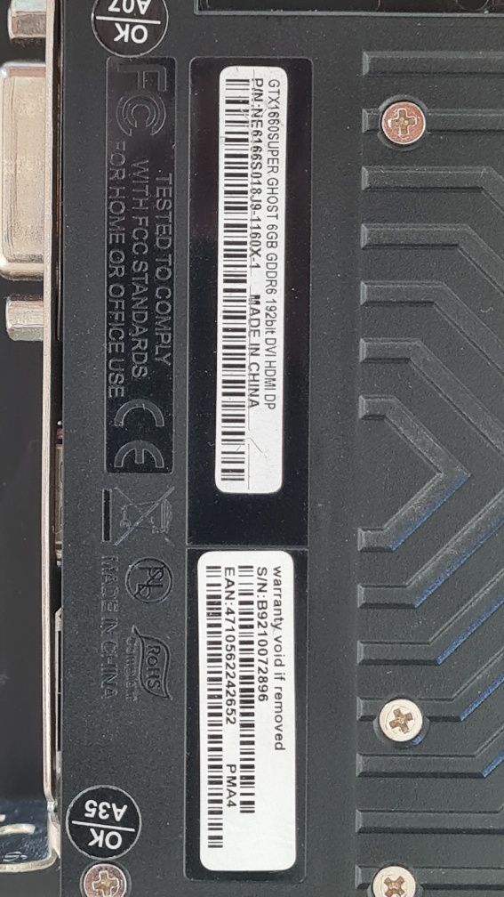 Karta graficzna Gainward GTX 1660 SUPER Ghost 6GB GDDR6 – 100% sprawna