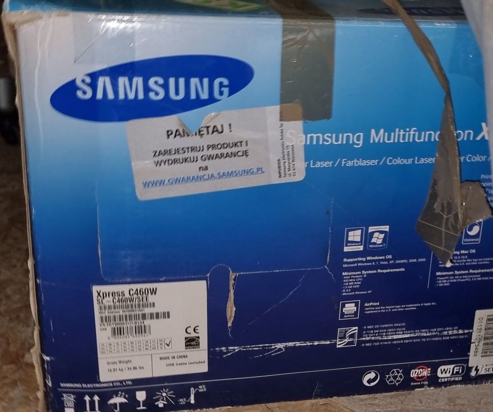 Drukarka laserowa kolor Samsung SL-C460W WIFI, LAN, NFC skan 3w1
