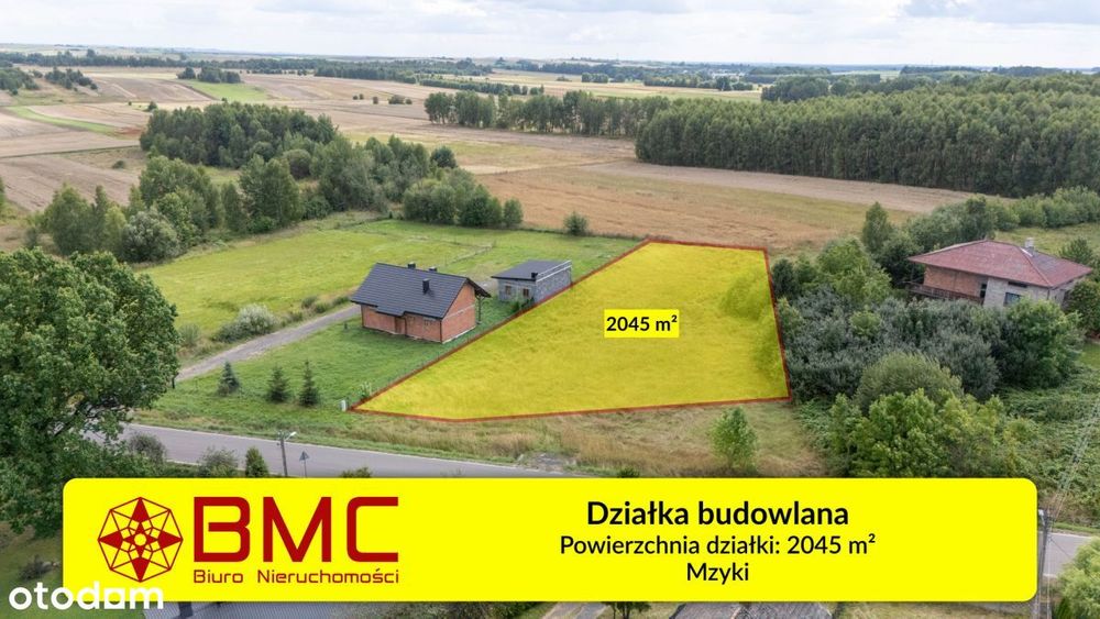 Działka budowlana Mzyki 2045m2, gm Koziegłowy