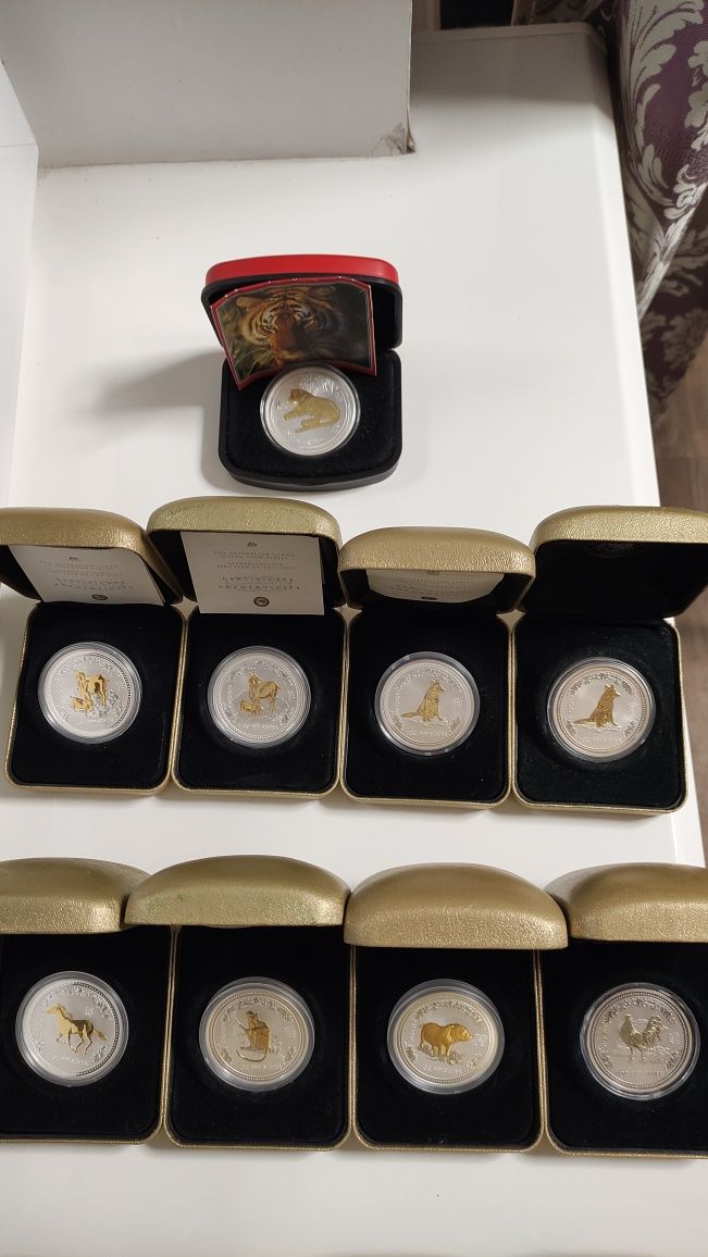 Срібні монети Австралії, lunar I та II 1/2 oz, 1 oz, 2 oz, 5 oz 999