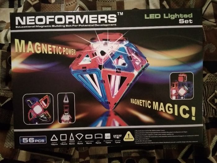 Магнитный конструктор светящийся neoformers led lighted set (56 дет.)