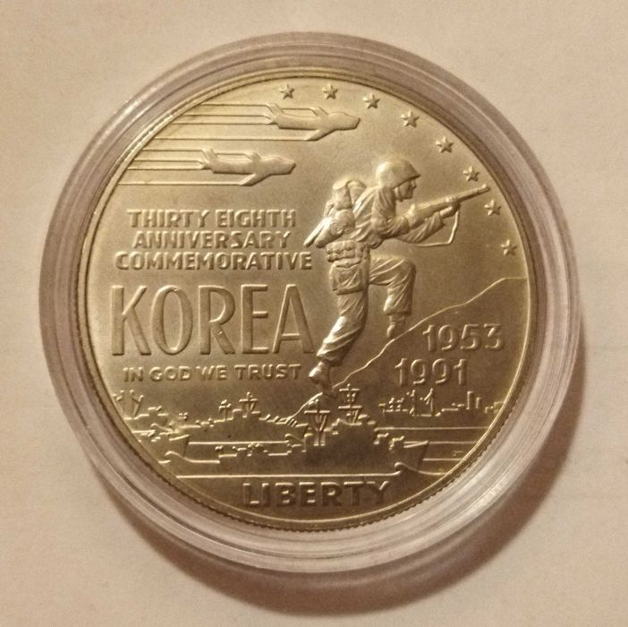 Srebrna moneta kolekcjonerska 1 dolar 1991 D, USA (wojna koreańska)