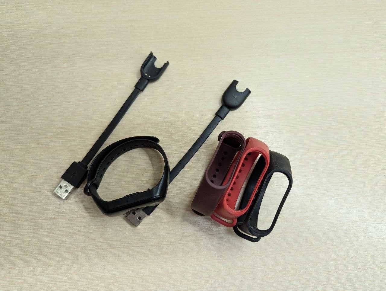 Комплект xiaomi mi band 3 + 4 ремешка + 2 зарядки смарт часы