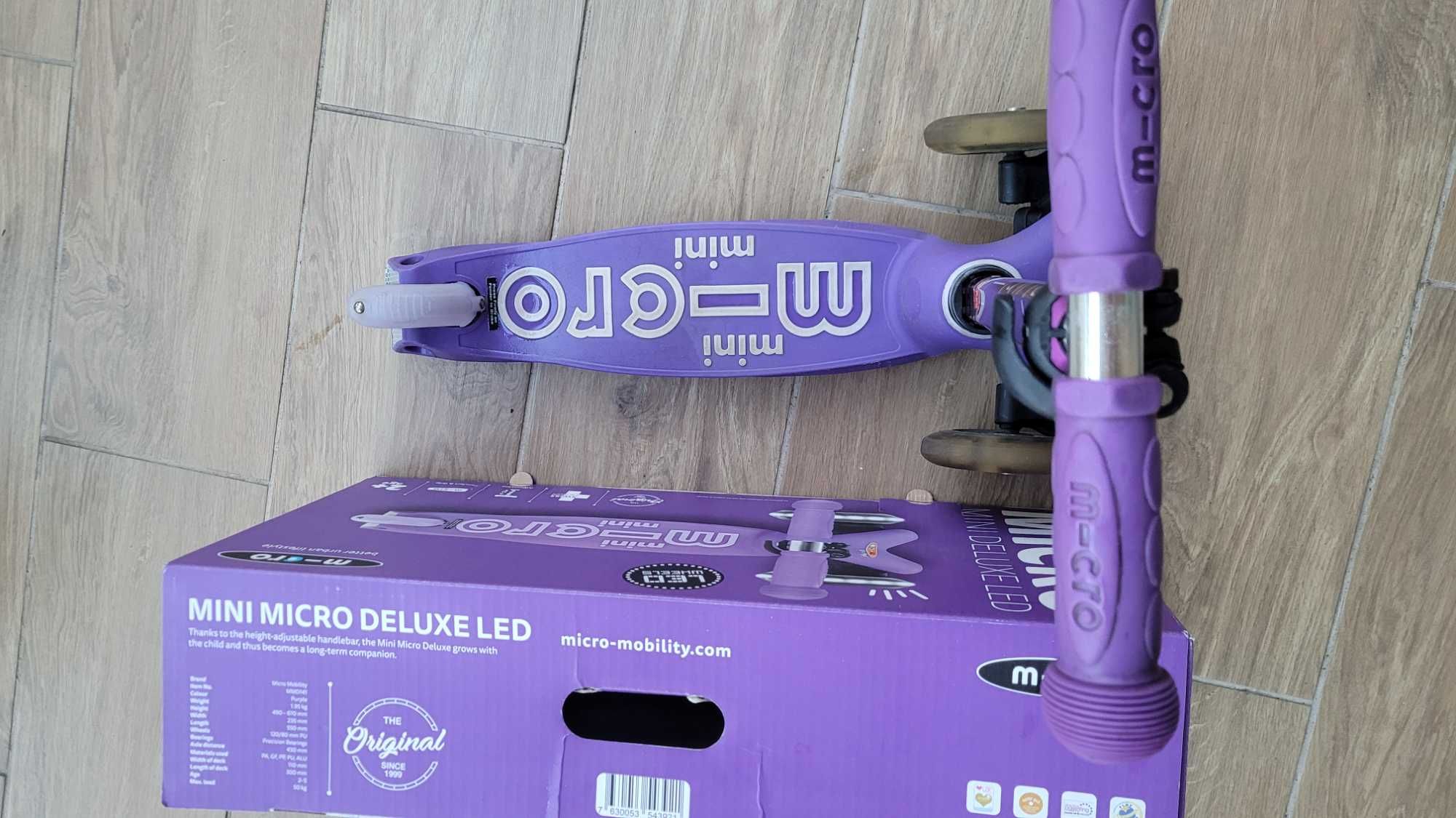Hulajnoga Mini micro deluxe LED świecące kółka fioletowa