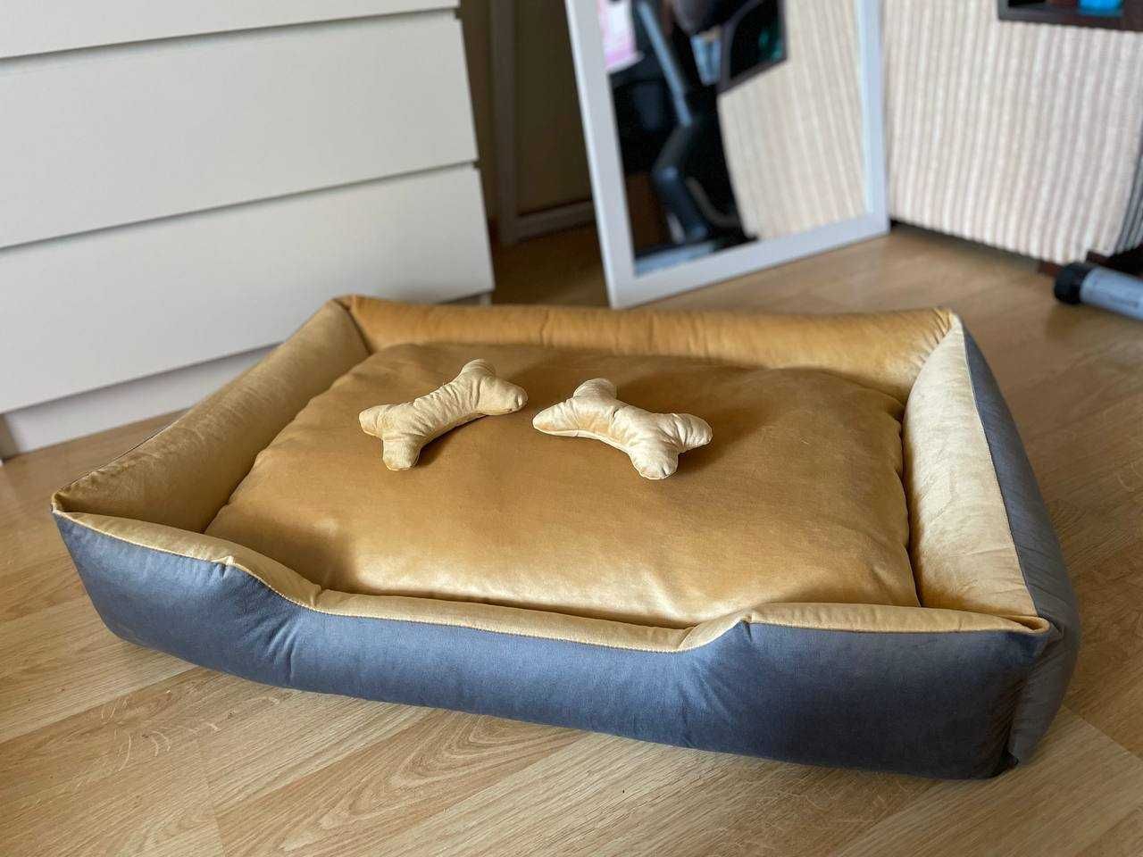 Лежак для собаки м'яка тепла міцна лежанка протиалергені матеріали