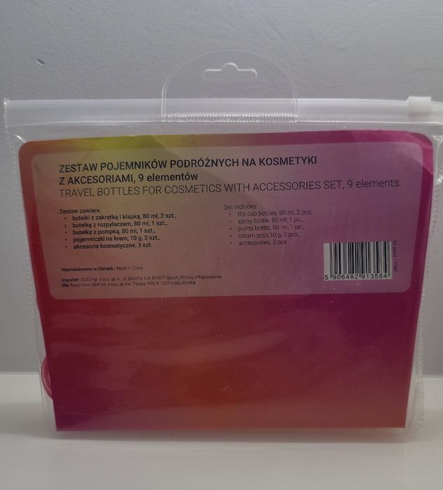 Zestaw pojemników podróżnych kosmetyczka różowy samolotowe nowe