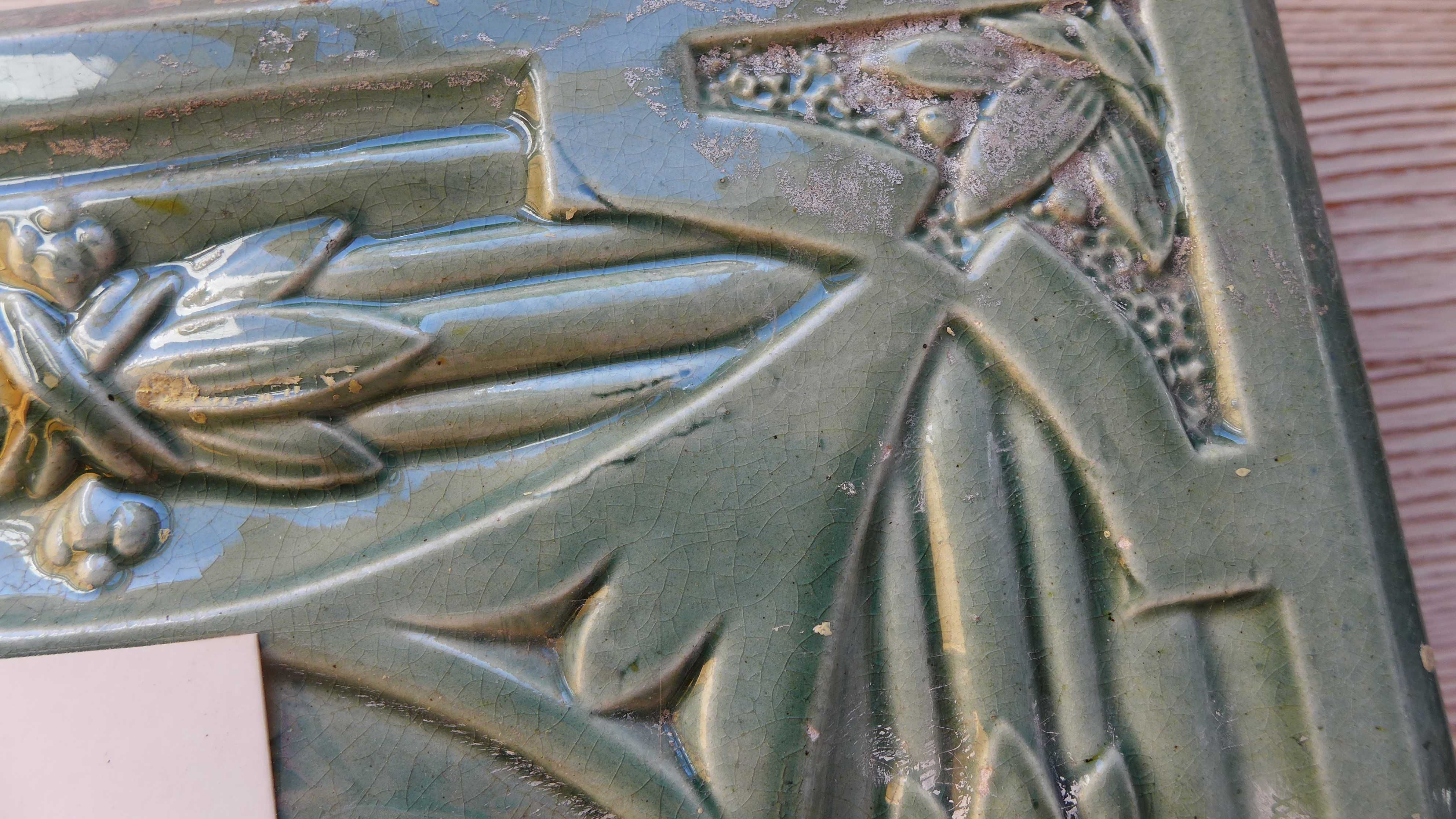 Fragment kafel piecowy kafelek Jugendstil Art Deco Art Nouveau 1900r.
