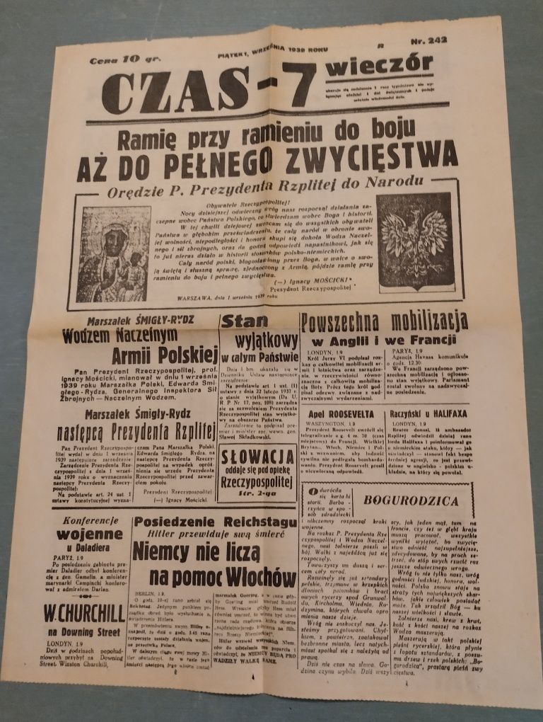 Kolekcjonerska Gazeta Czas-7 wieczór