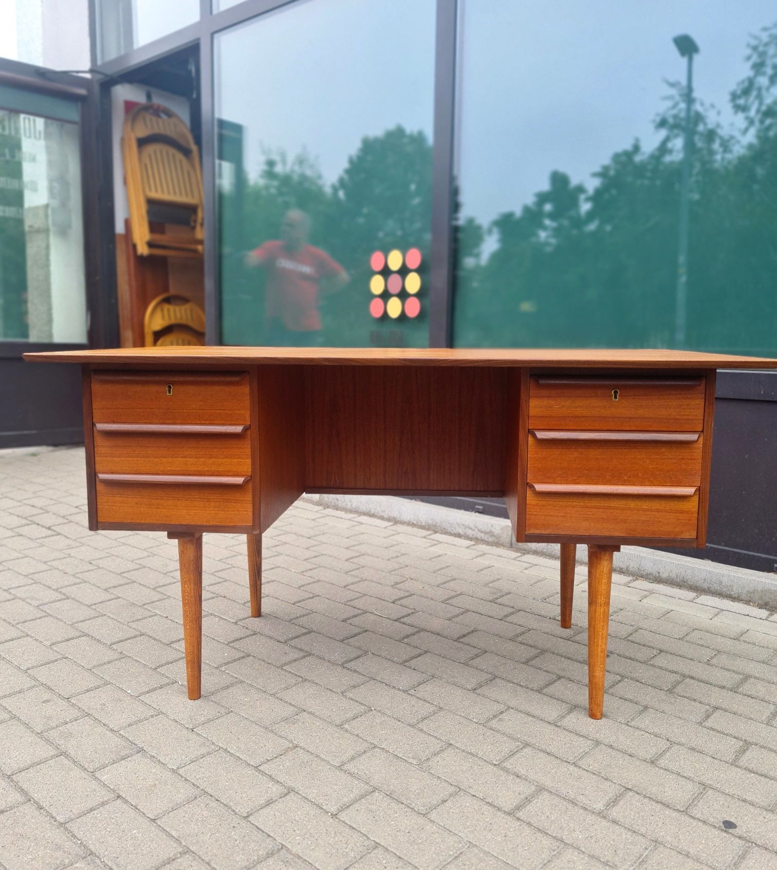 Biurko tekowe,wolnostojące,duński design,Dania lata 60/70,Mid century