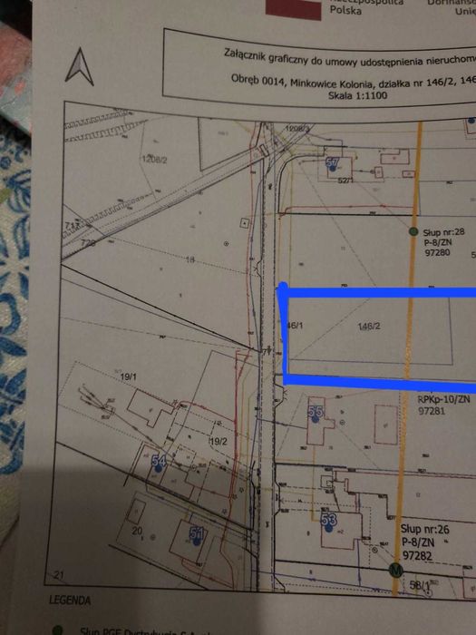 Sprzedam działkę zagrodową 1300m² Minkowice Kolonia 146