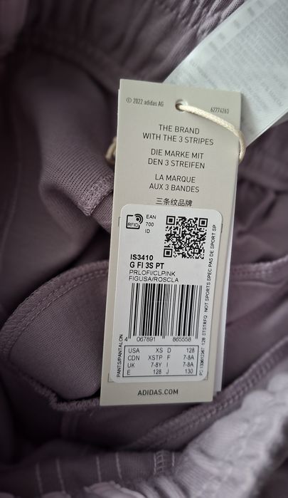 Adidas IS3410 spodnie dresowe dla dziewczynki liliowy róż r.128cm (7-8