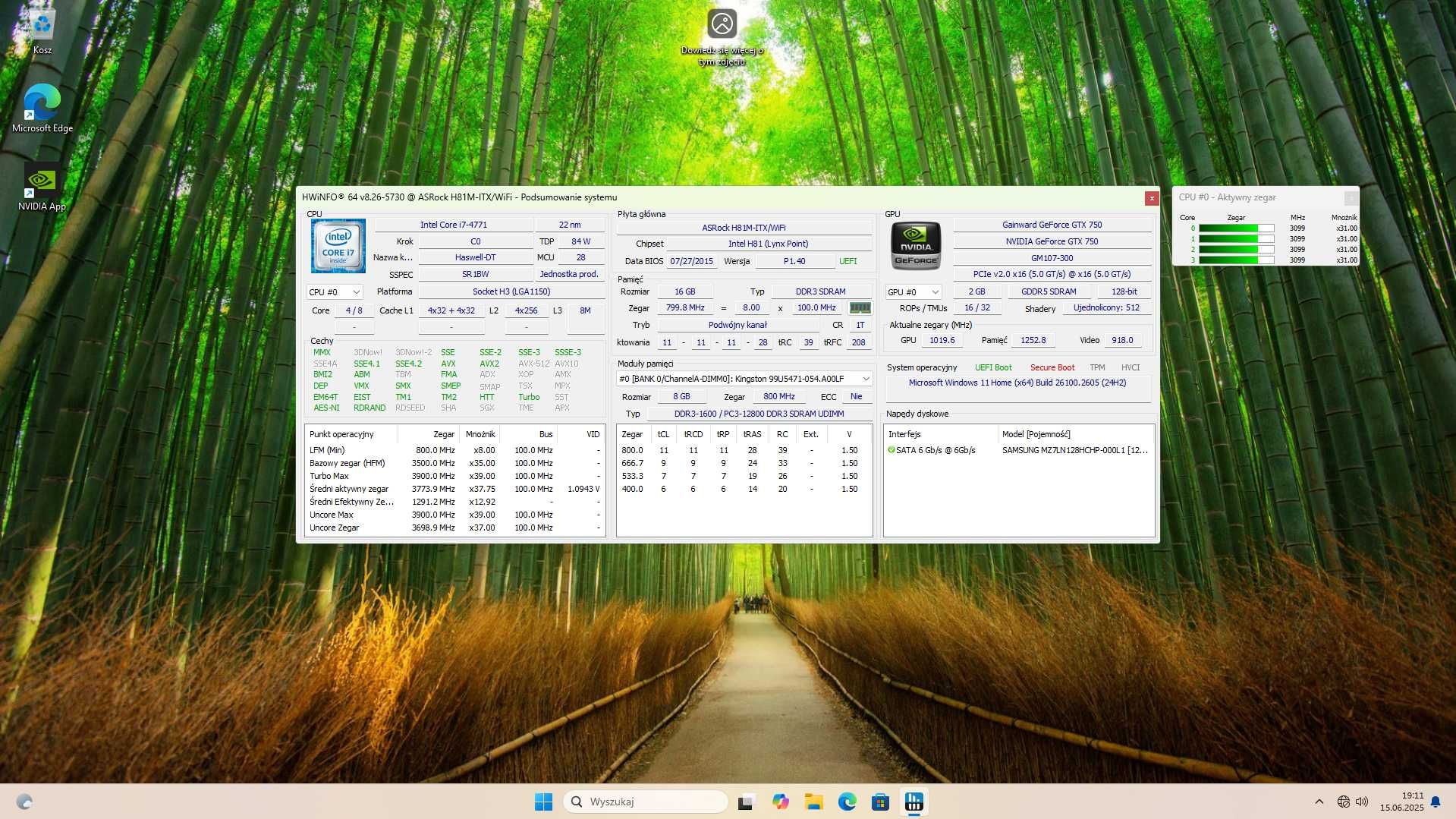 Komputer stacjonarny ITX i7-4771, 16GB RAM, 128GB SSD, GTX750