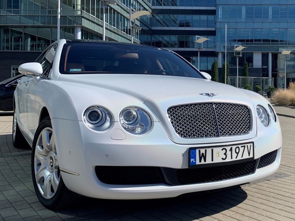 Auto do ślubu Bentley BIAŁY PERŁA Continental Flying Spur Rolls-Royce