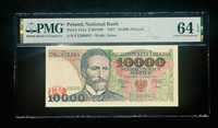 Banknot PRL 10000 złotych 1987 rok Seria F PMG 64 EPQ