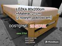Łóżka 80x200 Łóżko Hotelowe Pracownicze z materacem Drewniane Materac