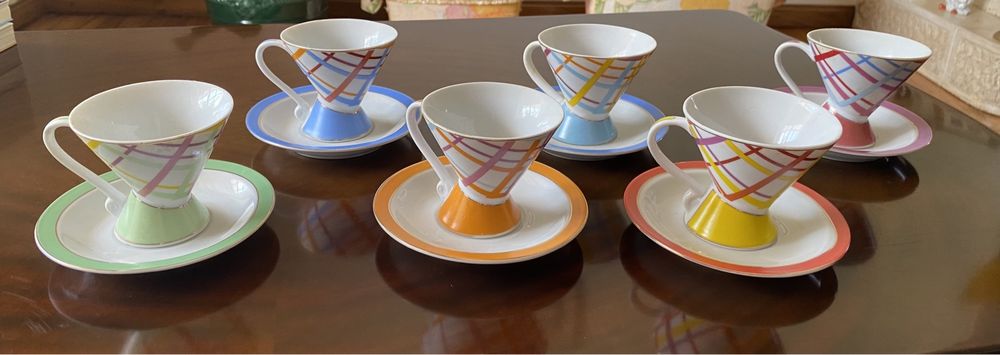 Conjunto 6 chávenas de café em porcelana fina