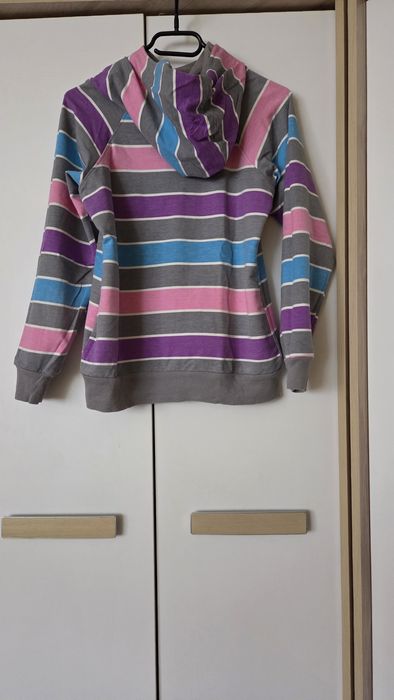 Kolorowa Dziewczęca Bluza w paski z kapturem