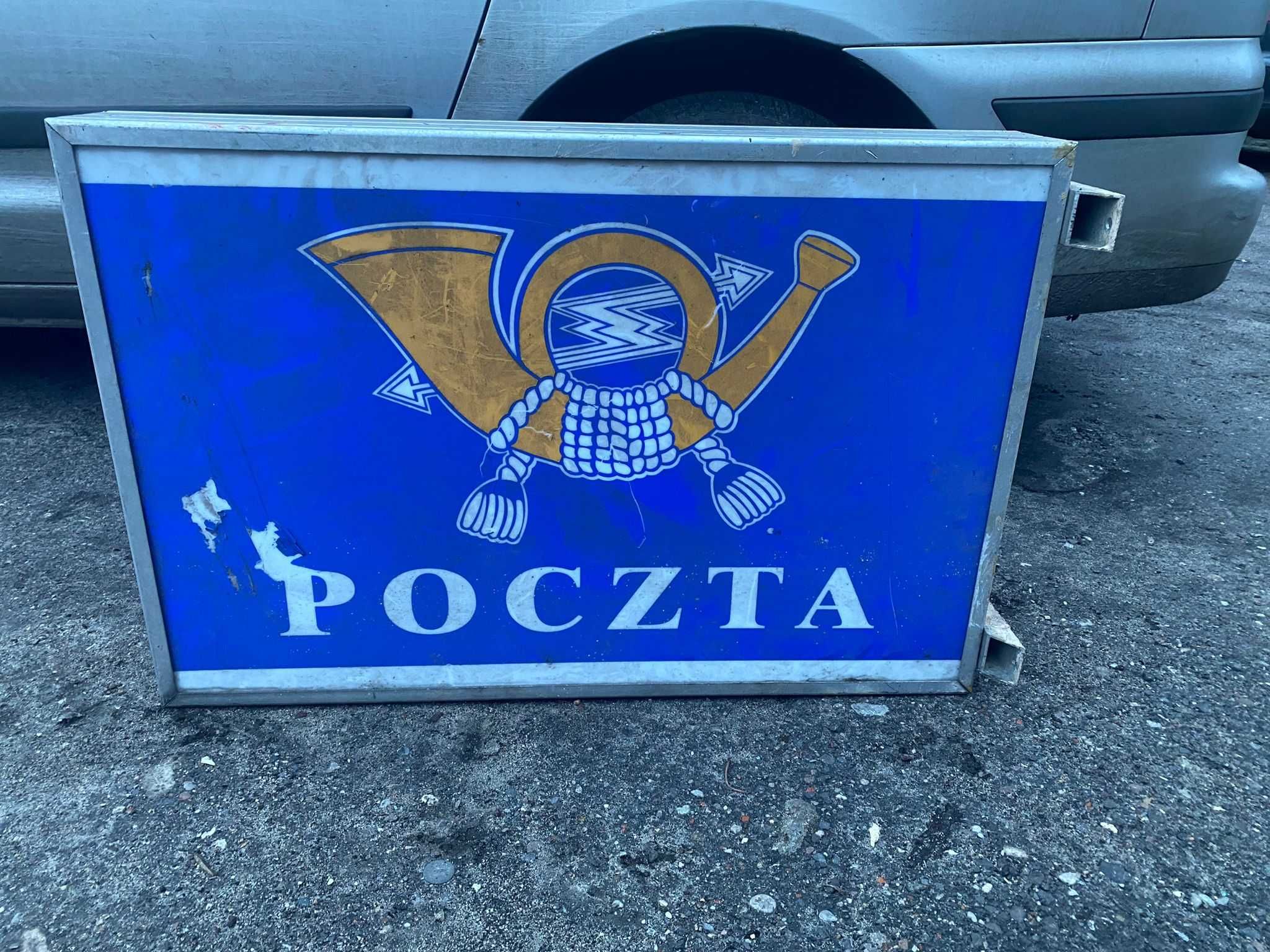 Szyld Stare logo reklama Poczty Polskiej wisząca Podświetlana