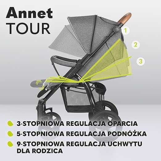 Wózek spacerowy, spacerówka LIONELO Annet Tour 22kg NOWY