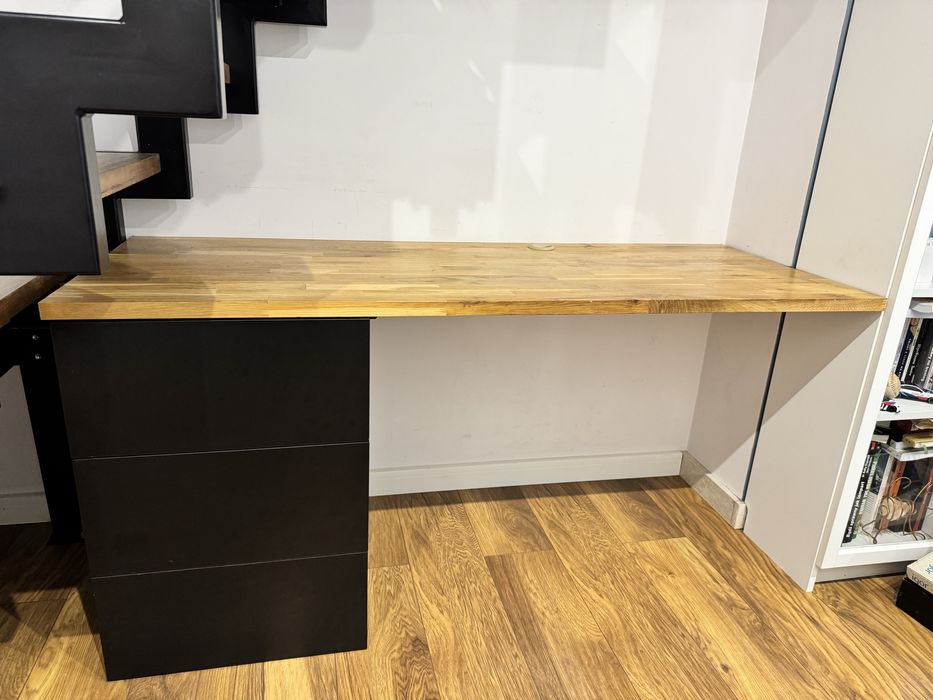 Biurko debowe duże - super stan, 3 szuflady