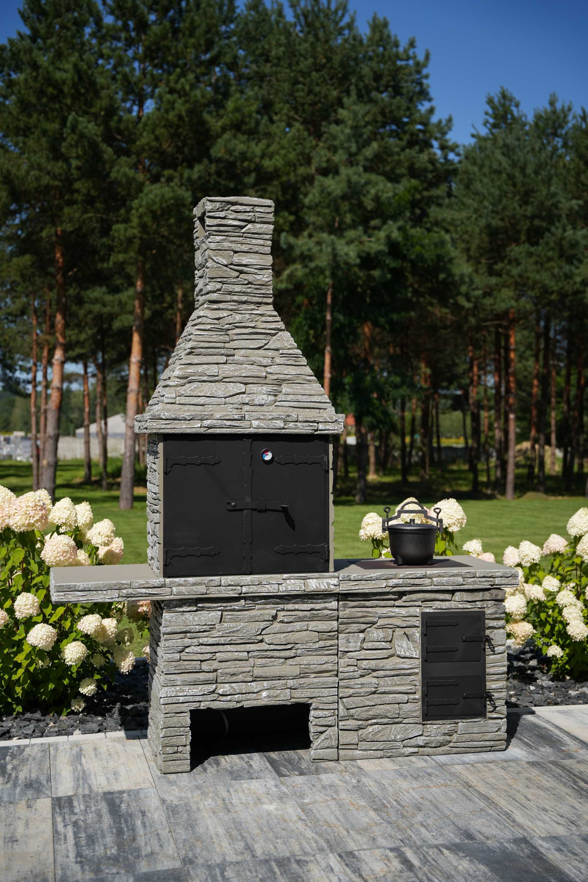 Wędzarnia betonowa z kociołkiem, wędzarnia ogrodowa, grill z wędzarnią