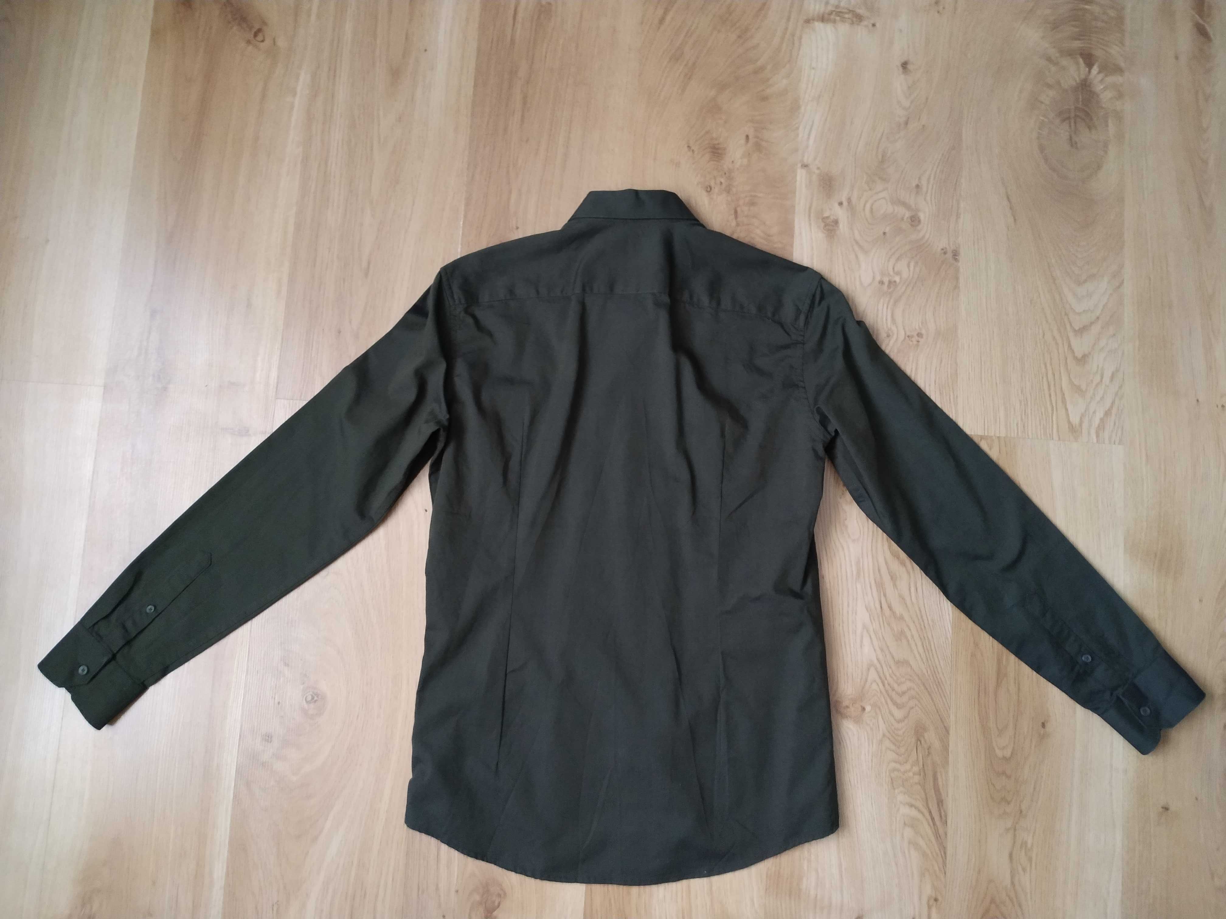 Khaki Koszula z Długim Rękawem Męska Reserved XS Slim Fit 100% Bawełna