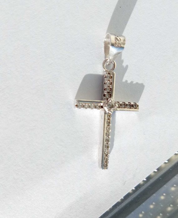 Кулон підвіска Хрестик з каменями. Срібло 925 проба