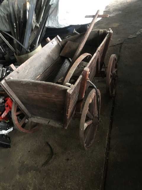 Wózek drewniany stalowe koła do renowacji