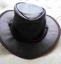 kapelusz Australia skóra z kangura brąz M 54cm mały