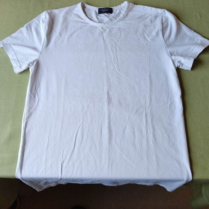 Biały T-shirt z napisem Paul & Shark yachting