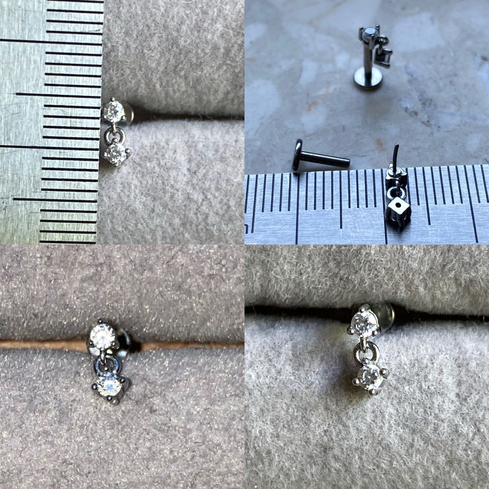 Unisex push in labret 6 mm 16 G kolczyk piercing Tytan