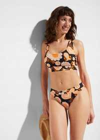 B.P.C bikini bustier i figi czarne w pomarańczowe wzory ^36