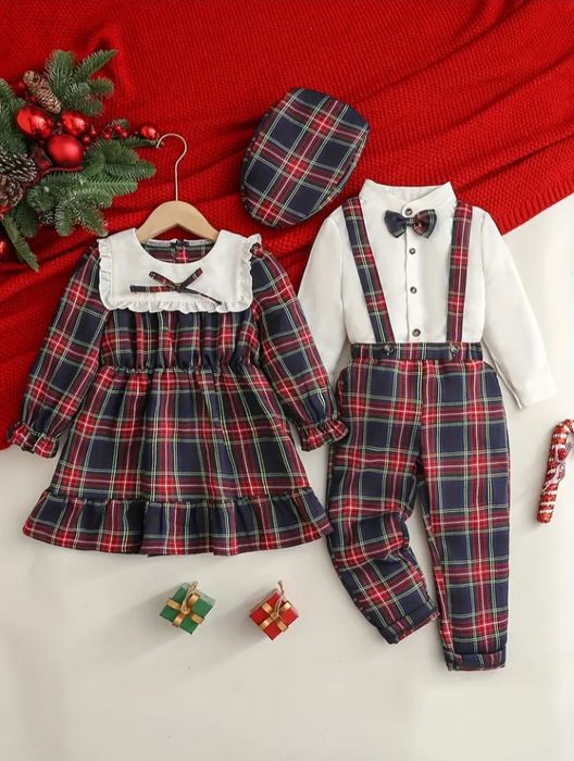 Komplet świąteczny dla rodzeństwa: dziewczynki 104 i 140,chłopiec  110