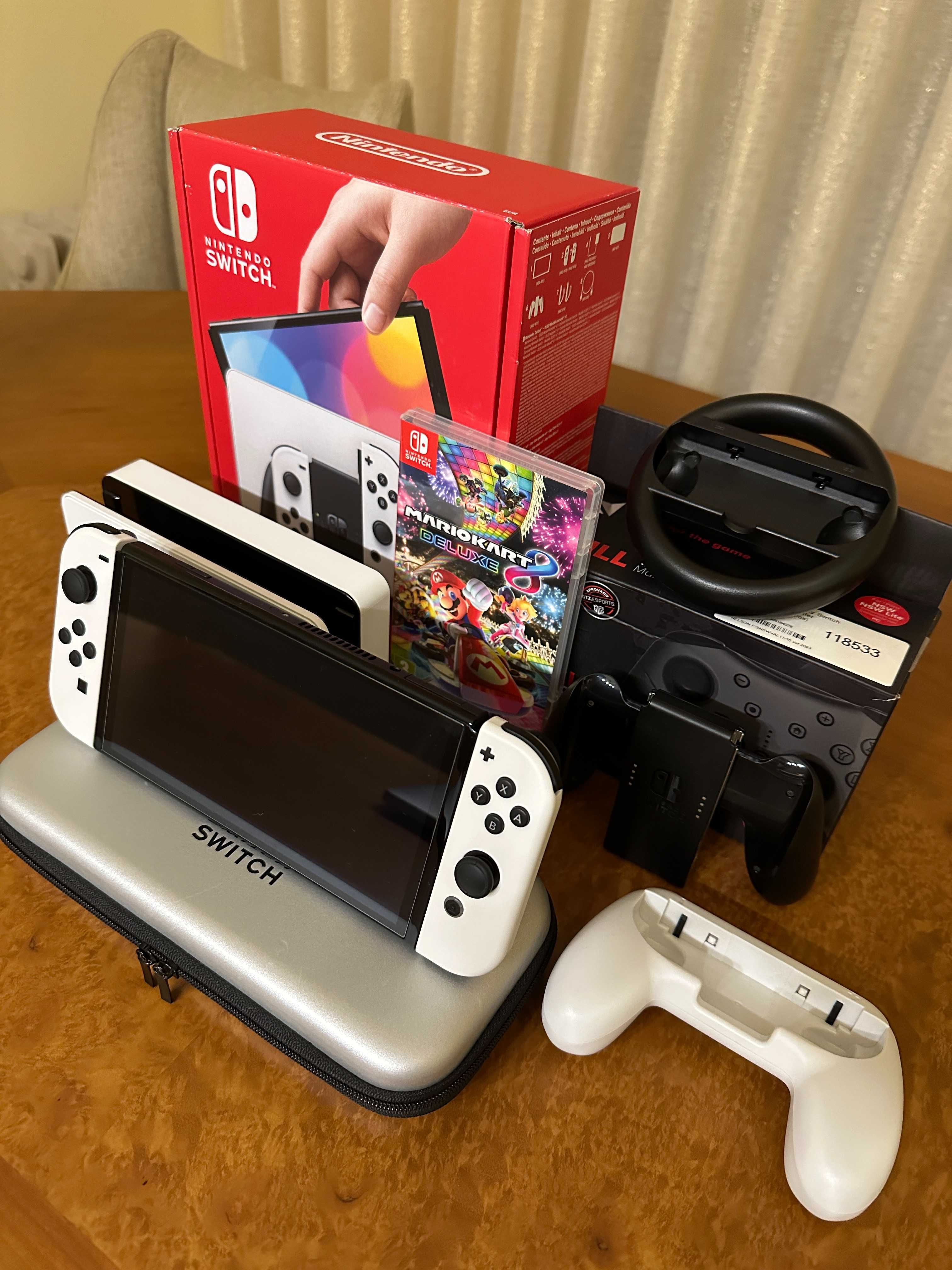 Nintendo Switch OLED 64GB + Mario Kart 8 + garantia até dezembro 2026