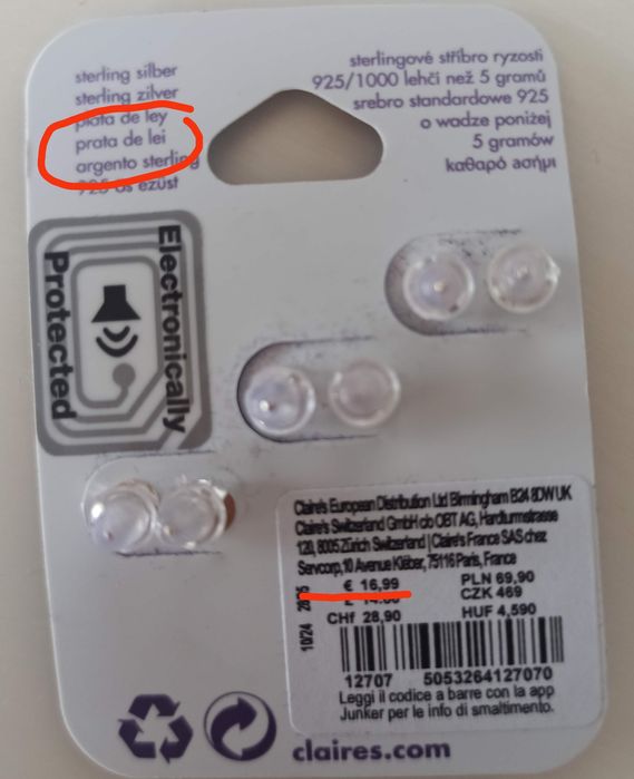 Brincos em prata de lei claire's NOVOS elefantes