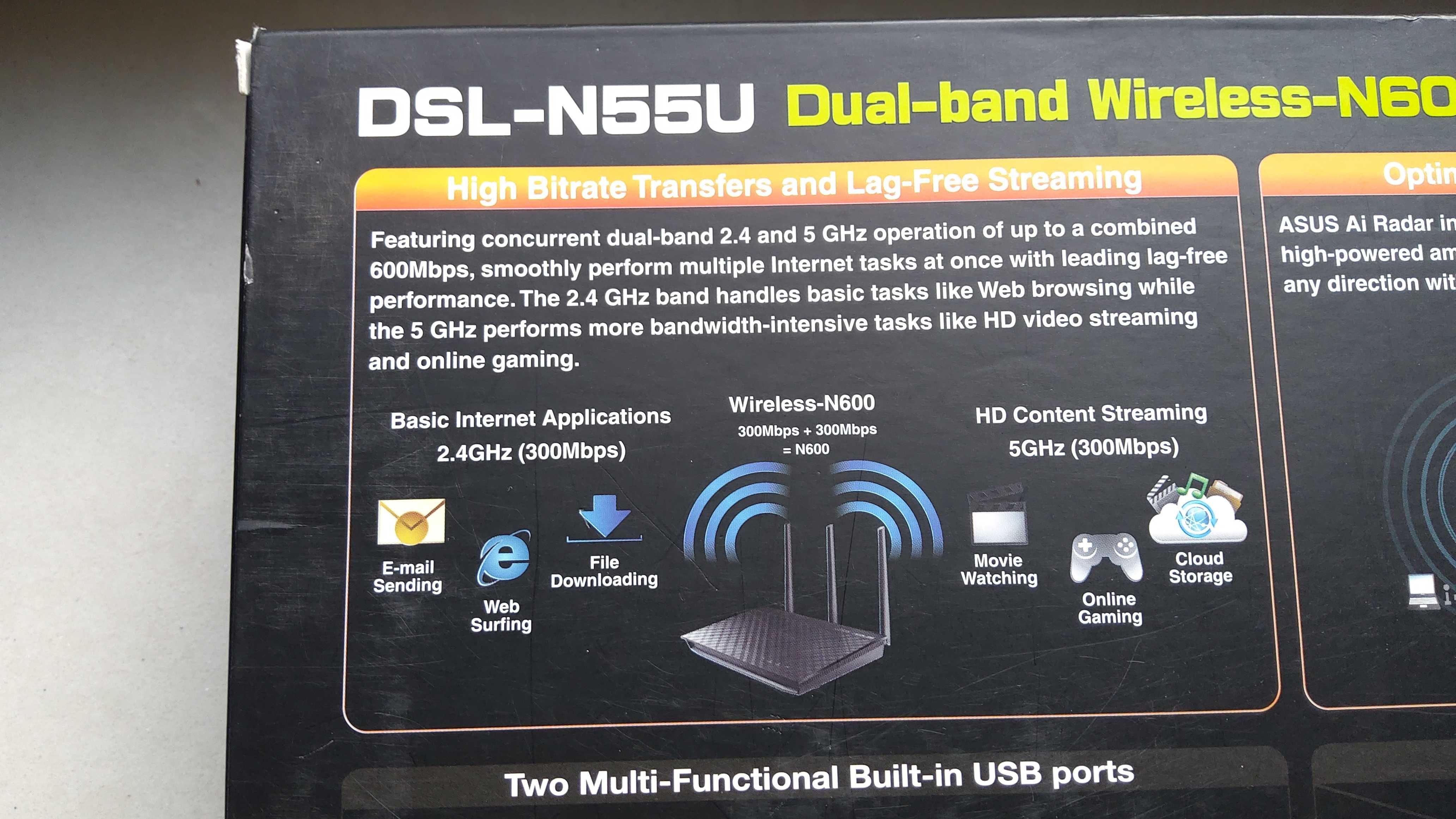 Bezprzewodowy router ASUS DSL-N55U ADSL DUAL BAND WIRELESS-N600
