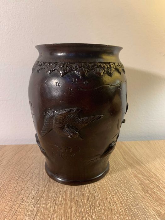 antyk japoński wazon z brązu, przełom XIX/XX okres Meiji
