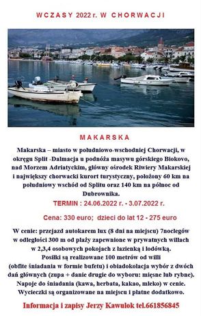 Sprawdzone i tanie wczasy  w Chorwacji-Riviera Makarska.
